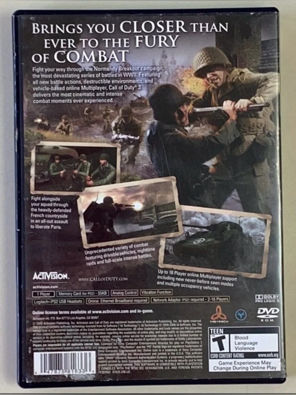 Call Of Duty 3 PlayStation 2 Game PS2 CIB Tested